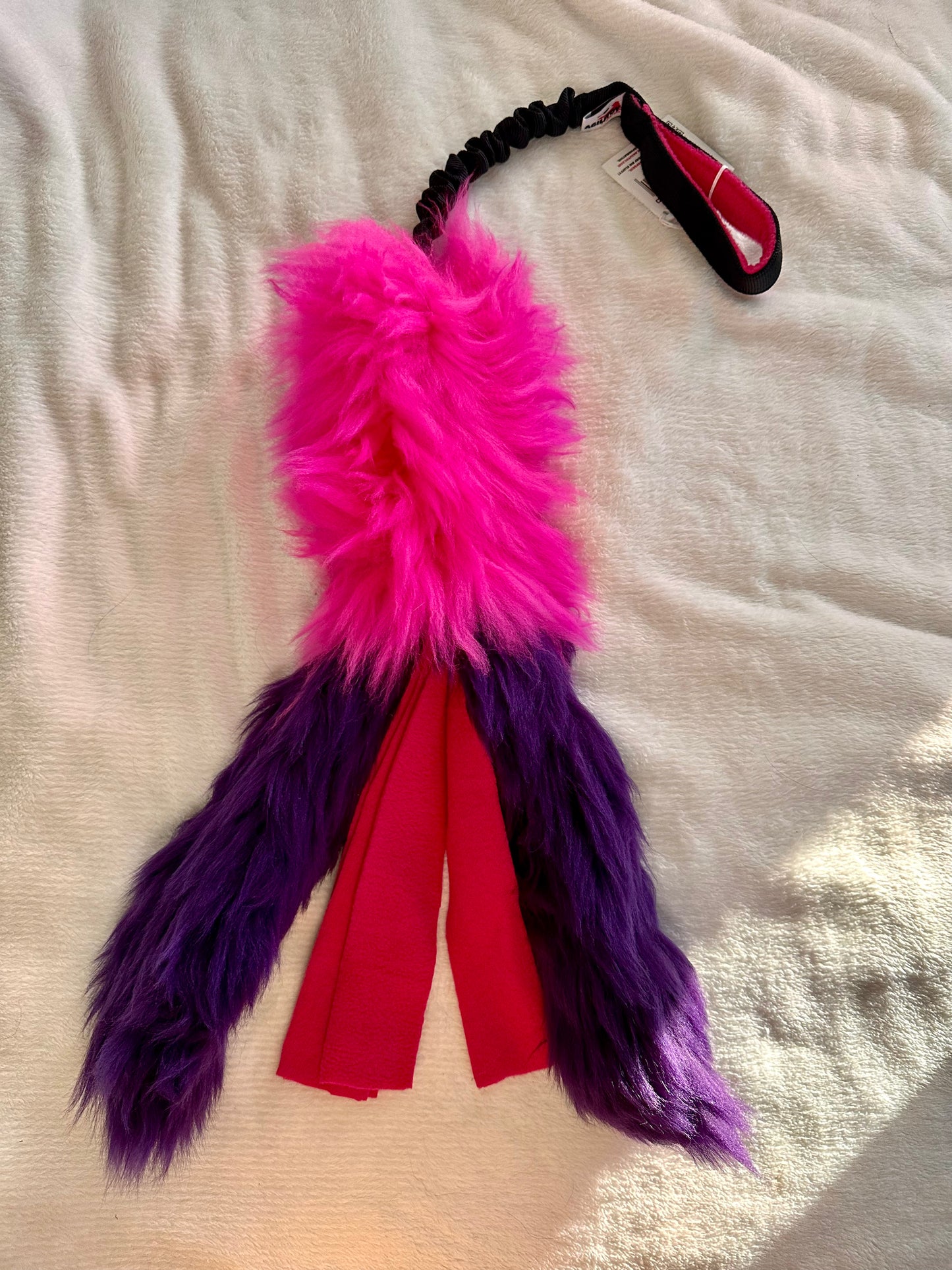 FurryTail Bungee Tug Toy with Sheepskin