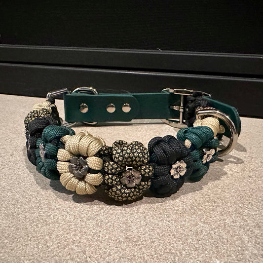 Forest Shadow - Paracord Flower Collar with Biothane Adapter